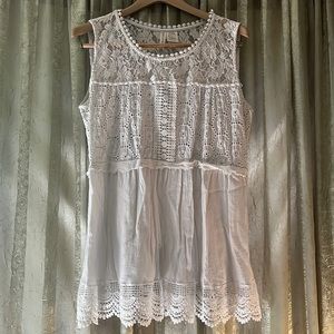 SOLD Forgotten Grace White Lace Sleeveless Blouse